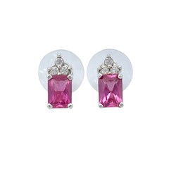 Vintage Sterling Silver 925 Pink Topaz Cubic Zirconia Drop Earrings