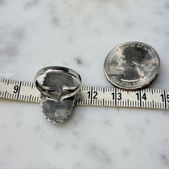 Vtg MEXICO Sterling Silver Black Onyx Large Oval Cabochon Split Band Ring Sz 6