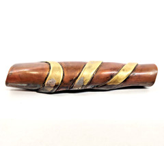 VTG Artisan Tubular Rolled Brass Copper BROOCH Handmade Modernist Mixed Metal