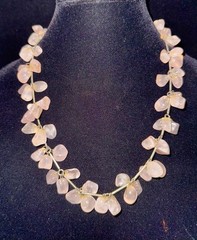 Antique Victorian Rose Quartz Cluster Necklace Silver Link Pools of Light 97 Gr