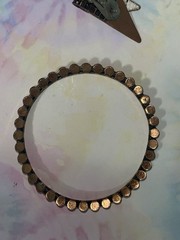 Vintage 1960s Renoir Copper Jewelry Bracelet Bangle Green Clip On Earrings