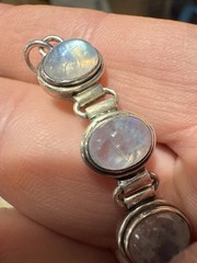 Vintage 925 Sterling Silver Rainbow Moonstone Jewelry Lot Bracelet Ring Earrings
