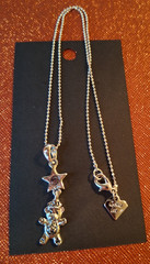 Cookie Lee Shooting Blue Star Teddy Bear Girls Silver Necklace