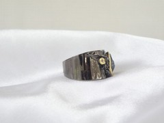 Brutalist Sterling Silver 925 Raw Natural Sapphire Modernist Size 9 Ring