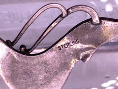 Vintage Sterling Silver large 2 inch pendant Art Nouveau drop pendant