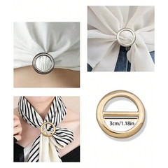 3Pcs Metal Scarf Ring Clips Multi-use Round T-Shirt Tie Buckle Clothing Holder