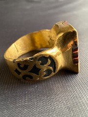 Vintage Moroccan Tuareg Brass Ring Large Berber Sahara Handmade Ring Size 12 US