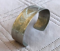 Vintage Native American Style Heart Arrow Cuff Bracelet Silver Tone Monogram A