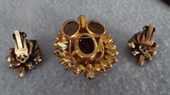 Vintage Juliana D&E Brooch Earrings Multi Browns With Leaf Brooch And Earrings