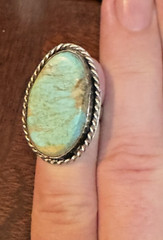 Vintage Big Navajo Ring Turquoise Sterling Silver Size 4 3/4 Old Pawn Unsigned