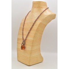 Juicy Couture Vintage Toggle Necklace Orange Crystal Rose Gold Chunky Y2K BinBL