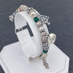 Christmas Holiday Red Green Charm Bracelet | Vintage Sterling Silver 925 | 6.75″