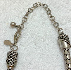 Chicos Vintage Necklace Snake Coil Chain Solid Two Tone Metal Pendant Logo Tag