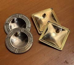 Vtg 1980s Earrings 1) Round Purple/Green/Fushia Swirl 2) Square Pastels Swirl