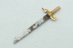 UNUSUAL ANTIQUE 18K GOLD STEEL SWORD CHARM / FOB c1800’s
