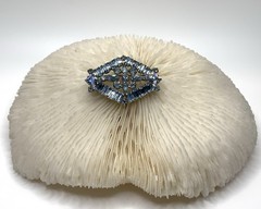 Vintage Sky Blue Baguette Round Marquis Rhinestone Brooch Pin