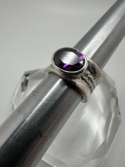 Vintage Sterling Silver Amethyst Chain Ring Size 5 JB23