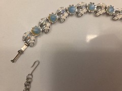 Vintage Judy Lee Necklace, Bracelet, Clip Earrings. Silver & Blue