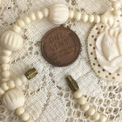 Vintage Necklace 70s Carved Lotus Blossom Pendant Bodhi Zen Buddhist Flower Yoga