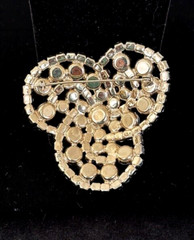 VTG Silver ICE BLUE AB Rhinestone INTERLOCKING CIRCLES Pin Brooch Earrings Set