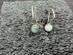 1.05g Vintage Sterling Silver 925 Drop Dangle Earrings Light Blue Round M