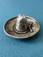 RARE 1940 Vintage Mexico Eagle .925 Sterling Silver Sombrero Hat Pendant Charm
