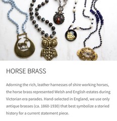 Gorgeous Cara Brown Designs Antique Horse Brass Medallion Jasper Beads Leather