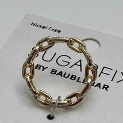 Set Of SugarFix By BaubleBar Rhinestone Hoop Earrings & Chain Link Ring Size 8