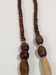 Vintage Wood, Glass, Metal & Acrylic Beaded Infinity Multi Colored Necklace. 34″