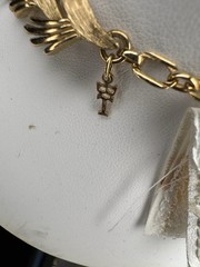 Vintage Trifari Gold Tone Textured Feather Wheat Chevron Collar Necklace Signed
