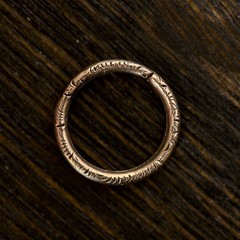 ANTIQUE GENUINE GEORGIAN ENGLISH 15K GOLD ORNATE ENGRAVED SPLIT RING CONNECTOR