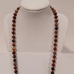 Vtg Long Carnelian Jasper Agate Stone Beaded Necklace 30″ Individually Knotted