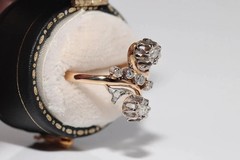 Art Deco Style Round Lab Created Diamond 14k Rose Gold FN Engagement Ring
