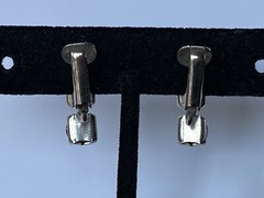 Vintage Purple Crystal Rhinestone clip on Dangle/Drop Earrings