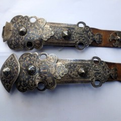 19th c ARMENIAN Antique Niello SILVER BELT- Russian Armenia Tradit. Folk Costume