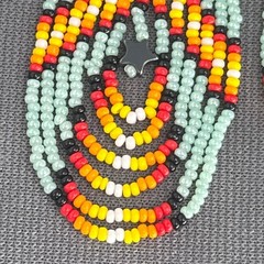 Tribal Earrings Seed Bead Handmade Multicolor Native American Boho Dangle 3” USA