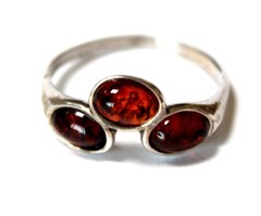 Baltic Vintage Genuine Cognac Color Amber Ring 925 Silver Made in Poland #100