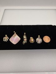 Cloisonne Enamel Pendant Mixed Lot of 5 Gold Multicolor Metal & Enamel