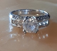 Wedding Ring Sz 10 NICE CZs Faux Diamonds Sterling Silver Engagement Vacation