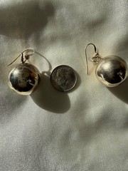 Vtg. Sterling Silver Ball Chime Dangle Earrings