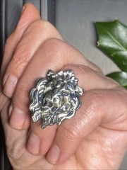 Vintage Cocktail Ring Lion Head Estate Jewelry HUGE Size 5.25 Estate Jewelry