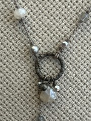 44. Vintage 925 Sterling Silver Mixed materials Gray Yarn 3 Necklaces 14.5g