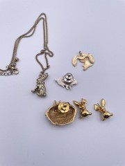 Mixed Vtg Rabbit Avon Unbranded Jewelry Lot Earrings Chain Necklace Brooch Pins
