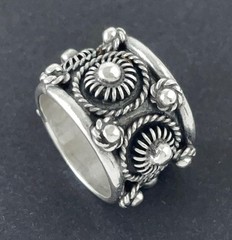 VINTAGE TAXCO MEXICO STERLING SILVER WIDE BAND RING J MORALES SIZE M½