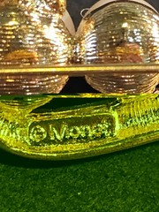 Vintage Monet Swirl Bar Brooch Seven Faux Pearls Graduated Gold Tone Polished