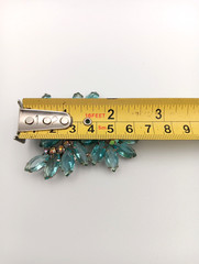 Vintage Aqua Blue AB Floral Rhinestone Brooch And Earrings Parure Set