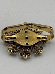 Moroccan 10 Francs Coin Scarf Clip Gold Tone Filigree Vintage Morocco