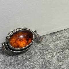 Vintage 925 Sterling Silver Poison Pill Box Locker Garnet Pendant RARE