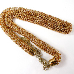 Nicole Miller Chainmail Necklace Gold Tone Thick 21″ Length