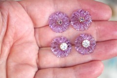 Vintage Genuine Amethyst Flower Jackets For Earrings Use With Any Studs